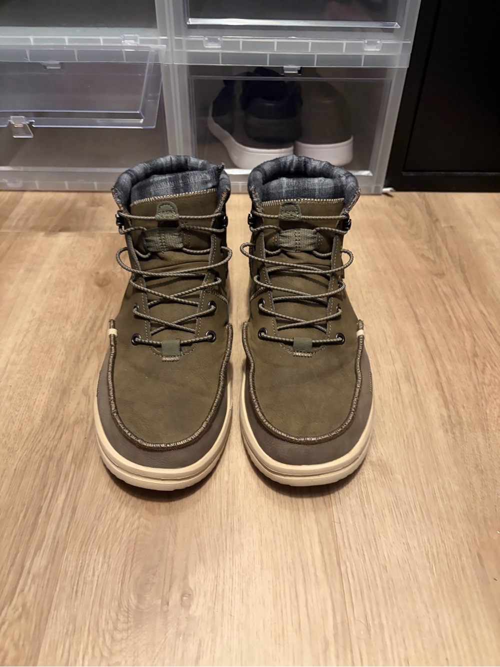 Men's Hey Dude Olive High-Top Casual Boots - Picture 2 of 3